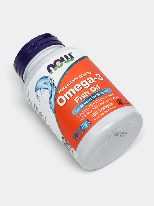 Baliq yog'i Now Foods, Omega-3, Fish Oil, 1000 mg, 100 kapsula