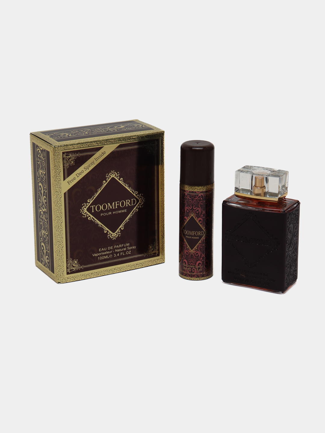 Parfyumlangan suv ToomFord, dezodorant bonusga Fragrance Toomford, 100 ml