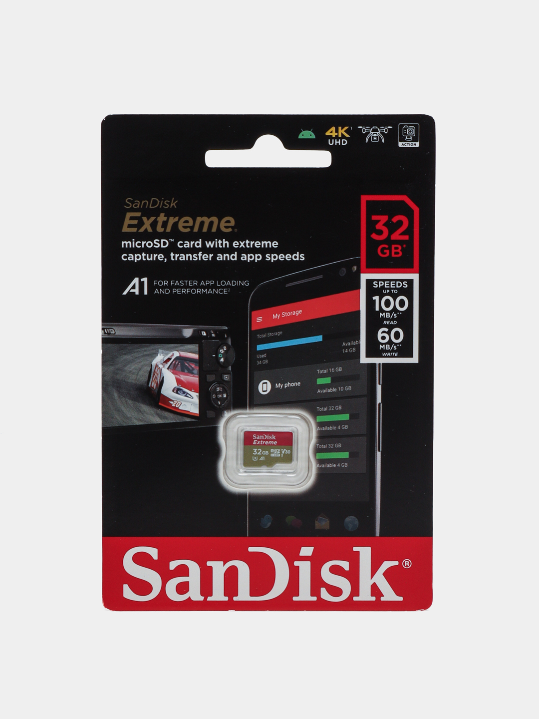 Флешка SanDisk extreme 4K micro sd A2 32gb 64gb 128gb 256gb 512gb 1tb  высокоскоростная купить по низким ценам в интернет-магазине Uzum (824609)