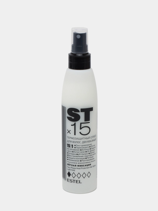 Ikki fazali, termal himoya ega, yengil tutqichli soch spreyi ESTEL STx15, 15tasi 1da,200ml