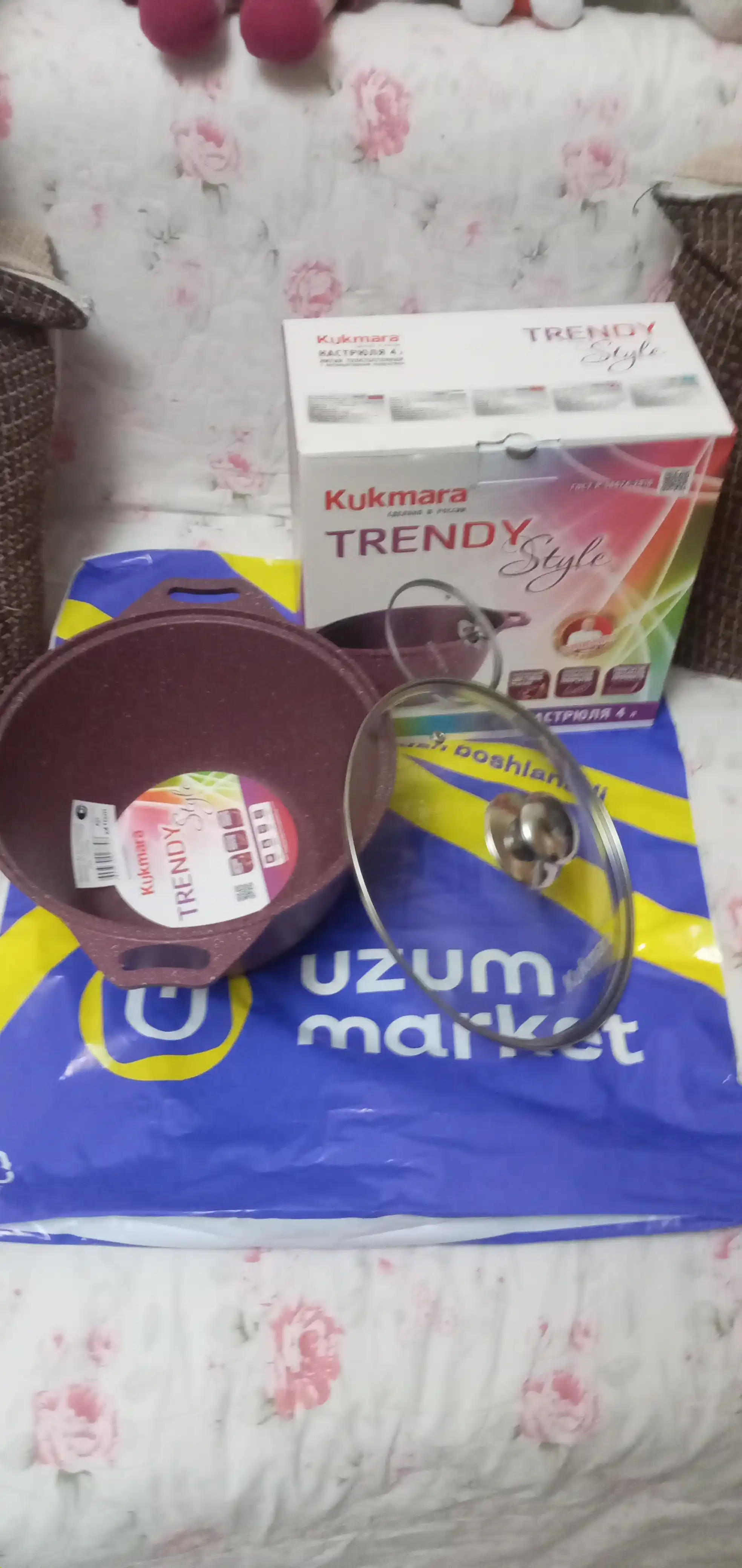 Kastryulya Kukmara Trendy Style, shisha qopqoq bilan, yopishmaydigan qoplama
