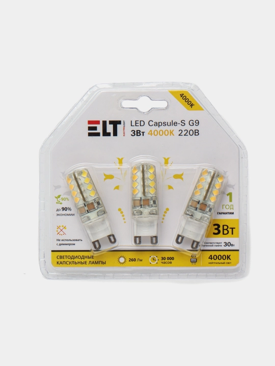 LED chiroq, 220 V LED CAPSULE-S G9 P2 3W 4000K ELT