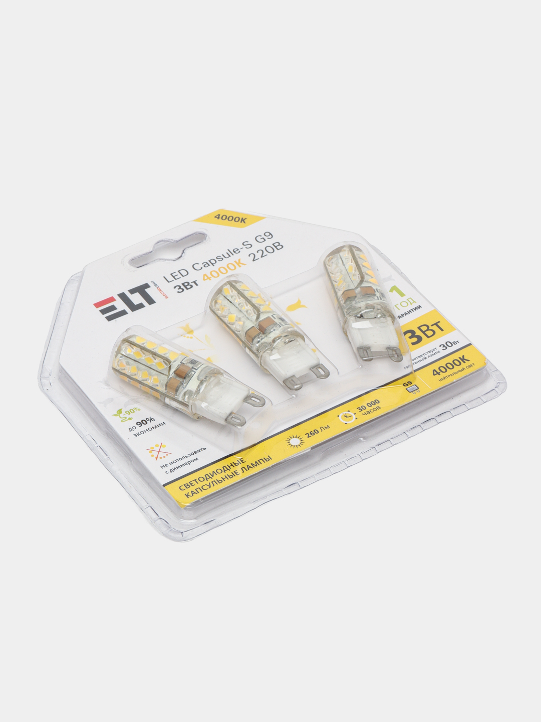 LED chiroq, 220 V LED CAPSULE-S G9 P2 3W 4000K ELT