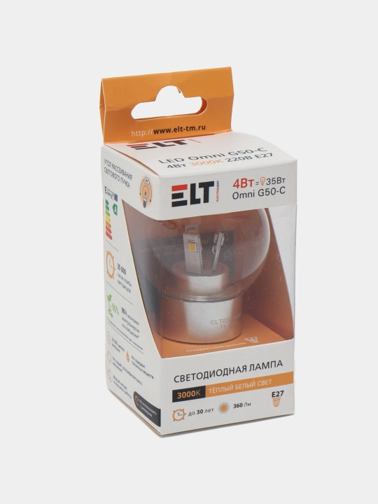 LED chiroq, 220 V LED Omni Clear -C 4W, E27, 3000К