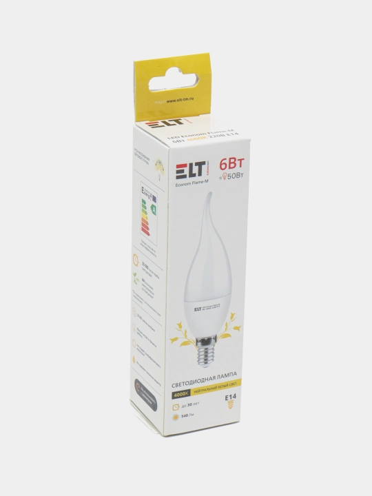 Светодиодная лампа  LED Econom Flame-M 6W E14 4000K ELT