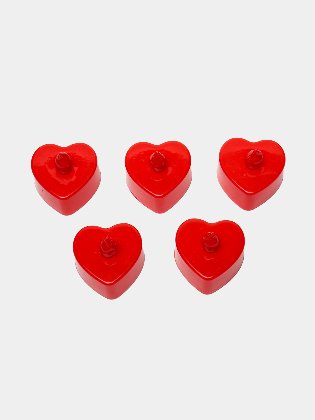 Olovsiz shamlar svetodiod bilan, yurak shaklida, qizil, dona