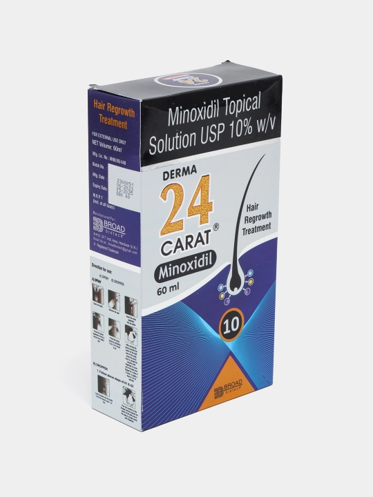 Soch uchun eritma Derma 24 Karat Minoksidil Topical Solution 10%, 60 ml