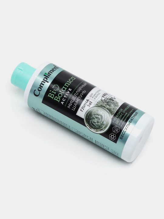 Sulfatsiz shampun BioBotanica glina 3 tasi 1 da, yog'li sochlar uchun, Compliment, 380 ml