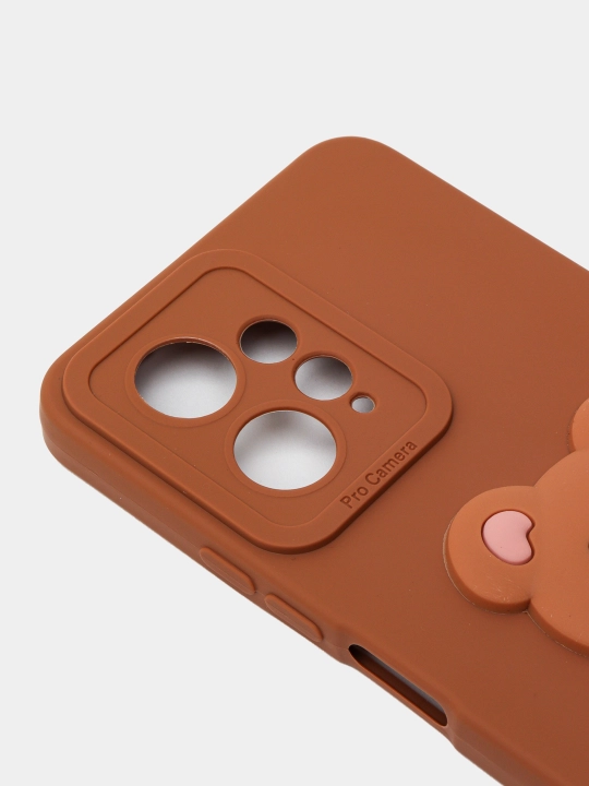 Redmi note 12 4G uchun g'ilof, оrqasida zamonaviy 3D naqsh bilan ayiq va mikki sichqoncha