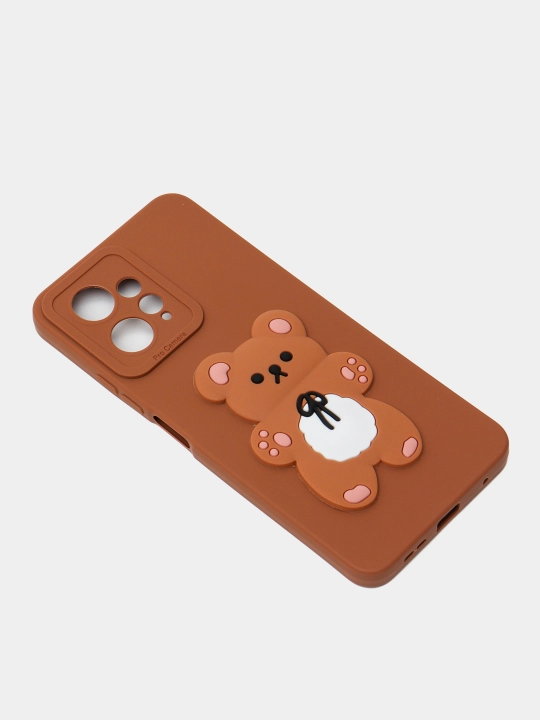 Redmi note 12 4G uchun g'ilof, оrqasida zamonaviy 3D naqsh bilan ayiq va mikki sichqoncha