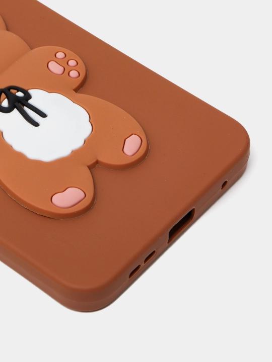Redmi note 12 4G uchun g'ilof, оrqasida zamonaviy 3D naqsh bilan ayiq va mikki sichqoncha