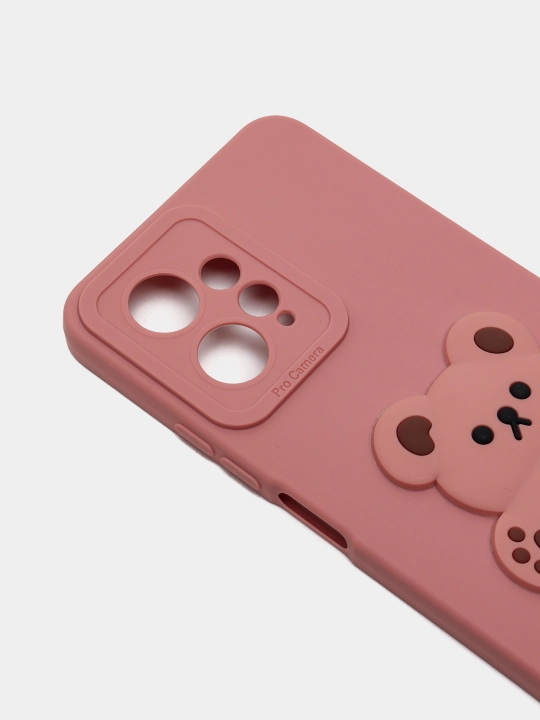 Redmi note 12 4G uchun g'ilof, оrqasida zamonaviy 3D naqsh bilan ayiq va mikki sichqoncha