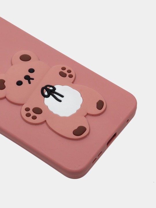 Redmi note 12 4G uchun g'ilof, оrqasida zamonaviy 3D naqsh bilan ayiq va mikki sichqoncha