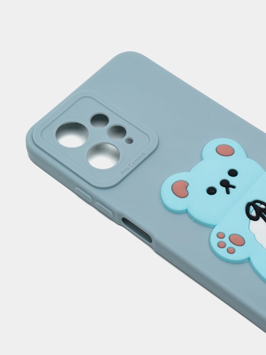 Redmi note 12 4G uchun g'ilof, оrqasida zamonaviy 3D naqsh bilan ayiq va mikki sichqoncha