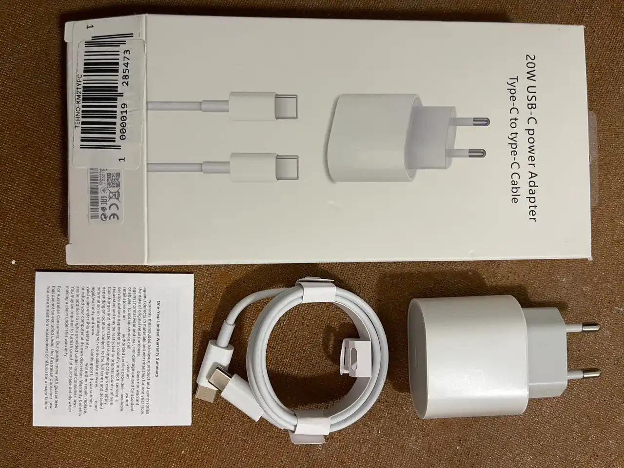 Зарядка для iPhone и Android, зарядное устройство, блок 20W, кабель Type-C Type-C