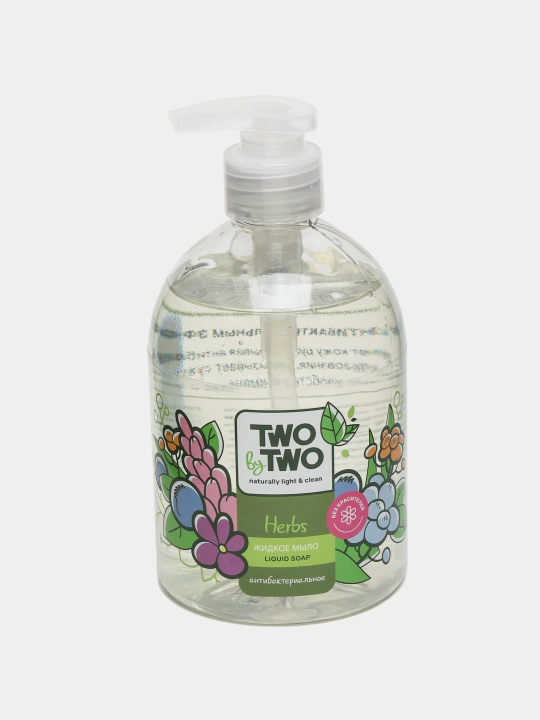 Suyuq sovun qo'l uchun, antibakterial, o'tlar tabiiy ekstrakti bilan, Two by Two, 500 ml