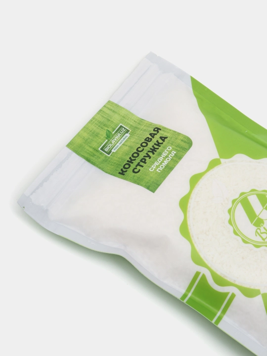 Organik o'rtacha maydalangan kokos yong'og'i Biolavka parchalari, 250 g