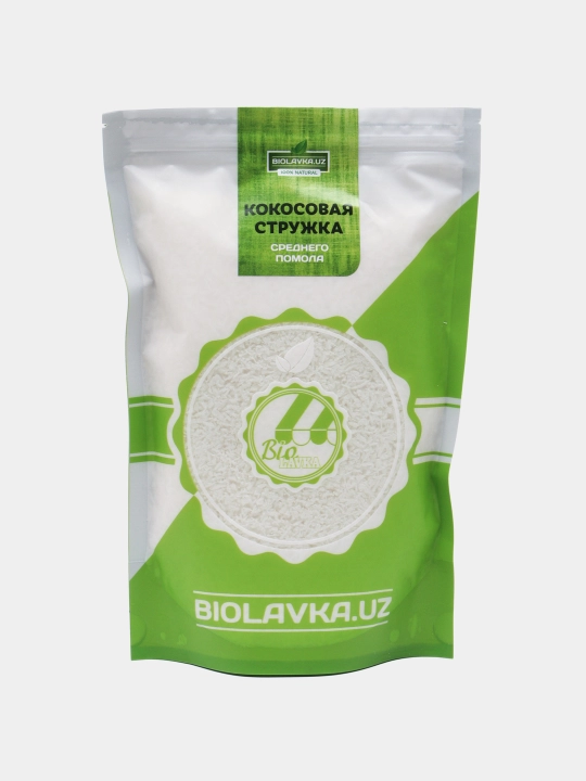 Organik o'rtacha maydalangan kokos yong'og'i Biolavka parchalari, 250 g