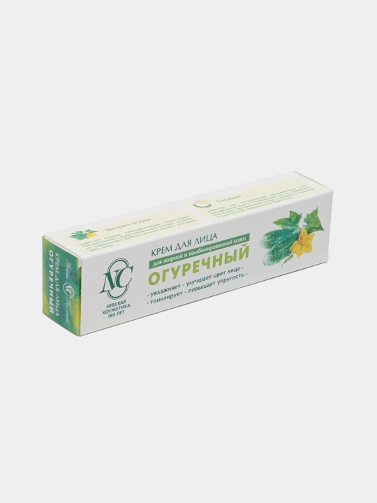 Yog'li va aralash yuz terisi uchun bodring krem Neva kosmetikasi, 40 ml