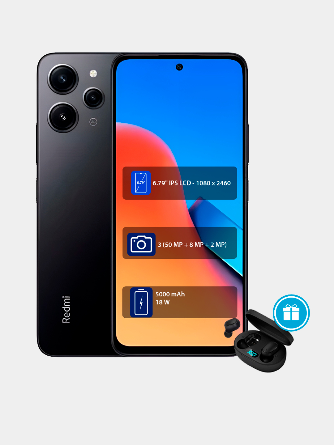 Смартфон Xiaomi Redmi 12 +, в подарок беспроводные наушники Xiaomi Redmi  AirDots Pro купить по низким ценам в интернет-магазине Uzum (839933)