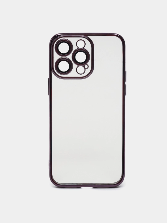Чехол прозрачный с фиолетовым бортиком  для iPhone 14 Pro Max силиконовый - 