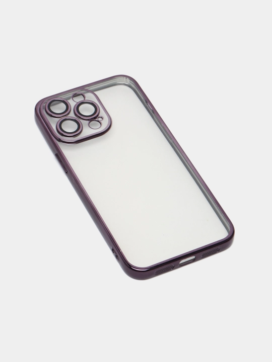 iPhone 14 Pro Max silikon uchun binafsha qirrali shaffof g'ilof 