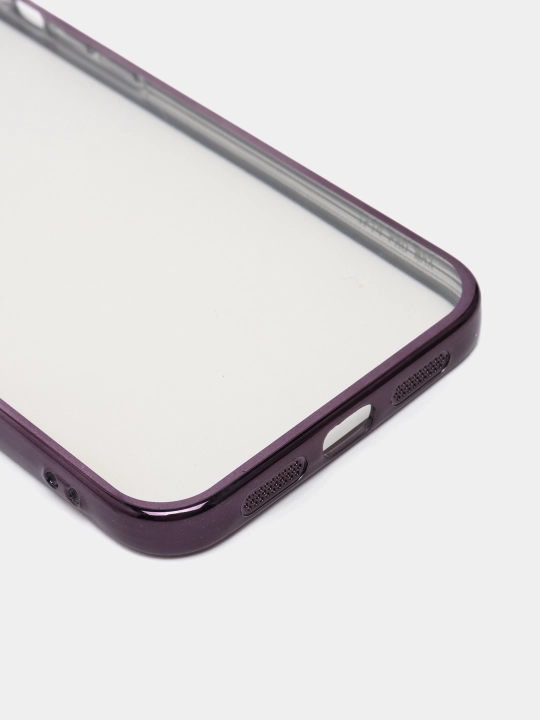 iPhone 14 Pro Max silikon uchun binafsha qirrali shaffof g'ilof 