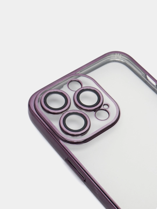 iPhone 14 Pro Max silikon uchun binafsha qirrali shaffof g'ilof 