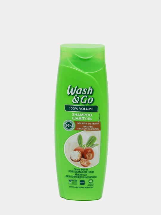 Шампунь для волос Wash&Go, с маслом ши, для поврежденных волос, 360 мл - 
