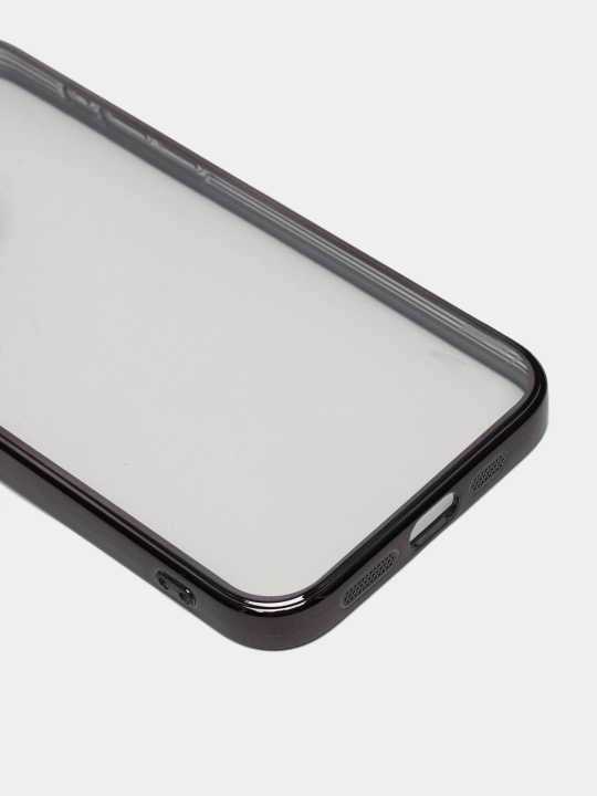 Чехол прозрачный с черным бортиком для iPhone 15 Pro Max, 14 Pro, силиконовый