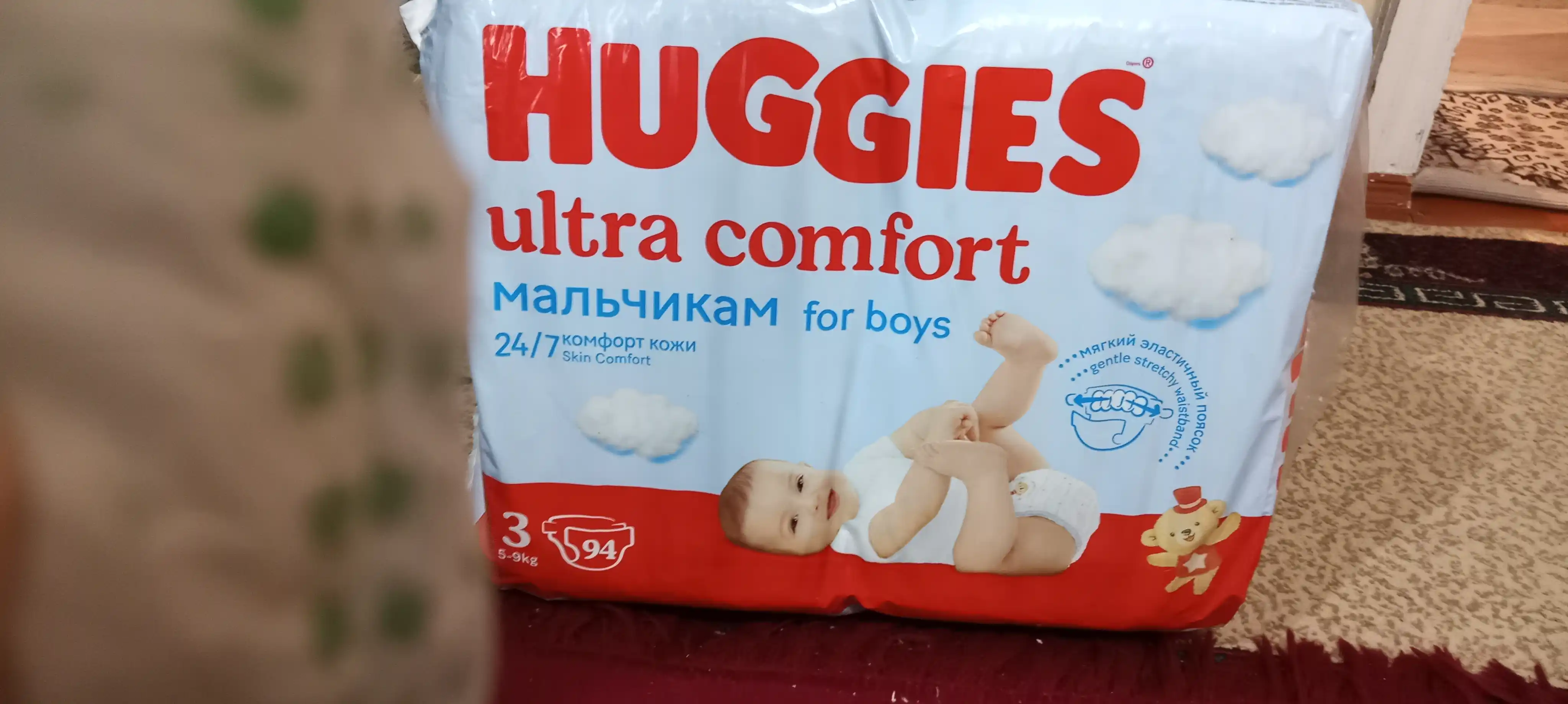 Подгузники Huggies Ultra Comfort для мальчиков 5-9кг, 3 размер, 94 шт