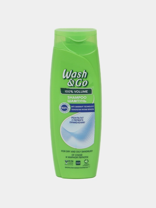 Soch uchun shampun Wash&Go, qazg'oq bilan kurashish uchun tozalash va parvarish, 360 ml