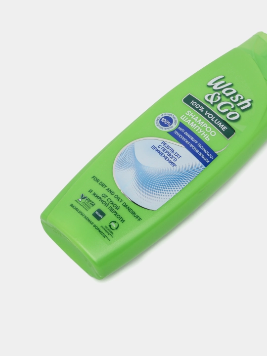 Soch uchun shampun Wash&Go, qazg'oq bilan kurashish uchun tozalash va parvarish, 360 ml