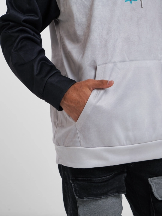 Bosma bilan issiqlangan хudi, to'qimacha, оversayz, unisex, mikrofibradan kapyushon bilan
