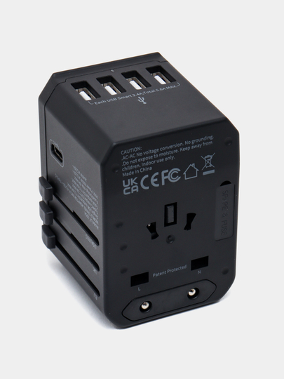 Переходник для всех розеток, для путешествий, 3xUSB и 2xType-C, PD, US, EU, UK - 