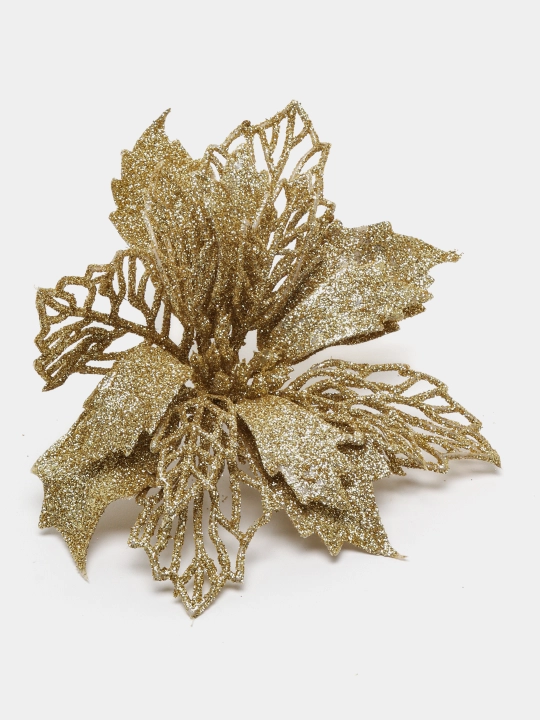 Archa daraxti bezaklari, Poinsettia ochiq ish, 15 sm