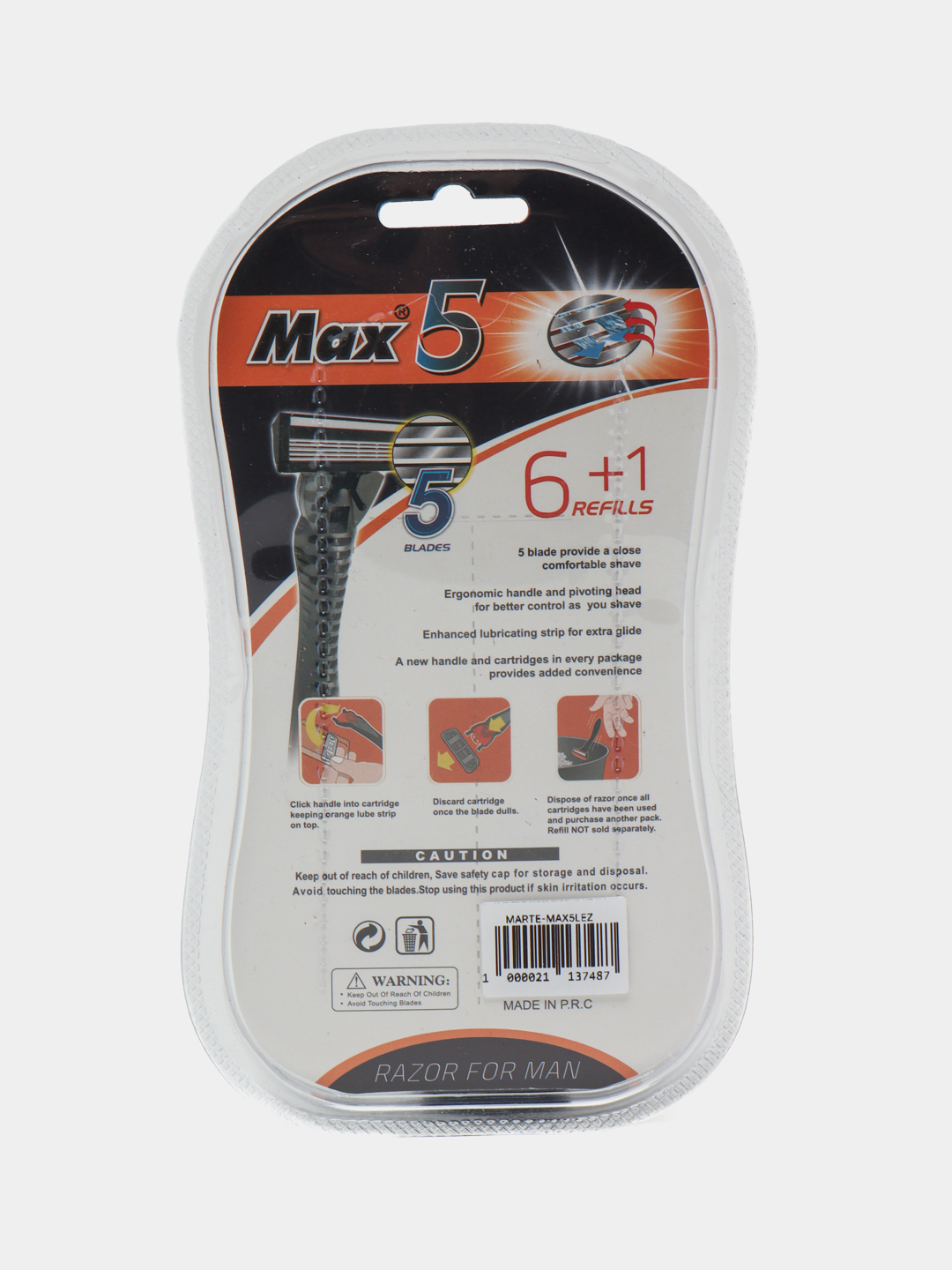 Erkaklar uchun soqol olish ustarasi MAX5, besh lezviyali ustara, 6+1