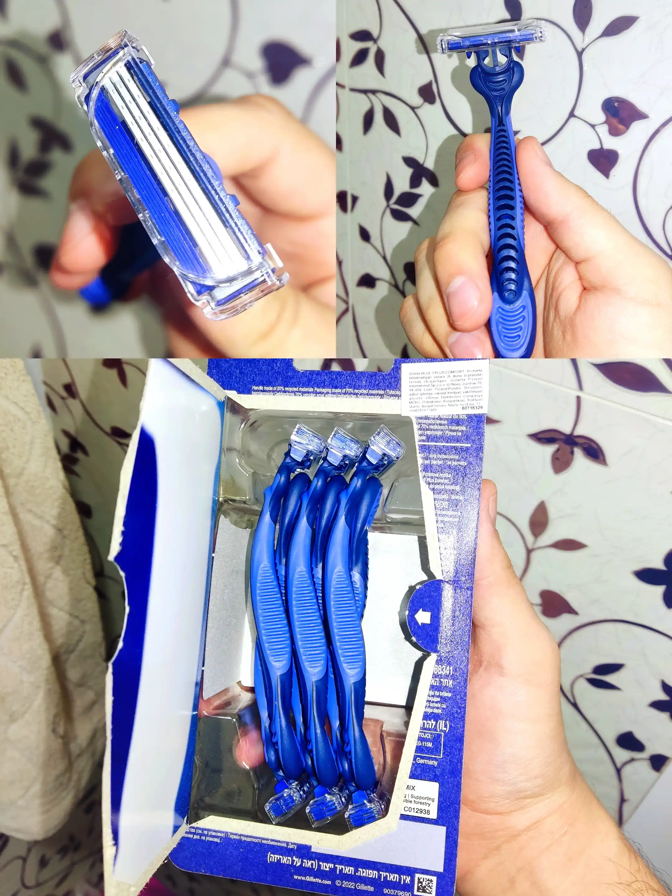 Gillette одноразовая мужская бритва Blue3 Comfort Plus, с 3 лезвиями, 6 шт, плавающая головка