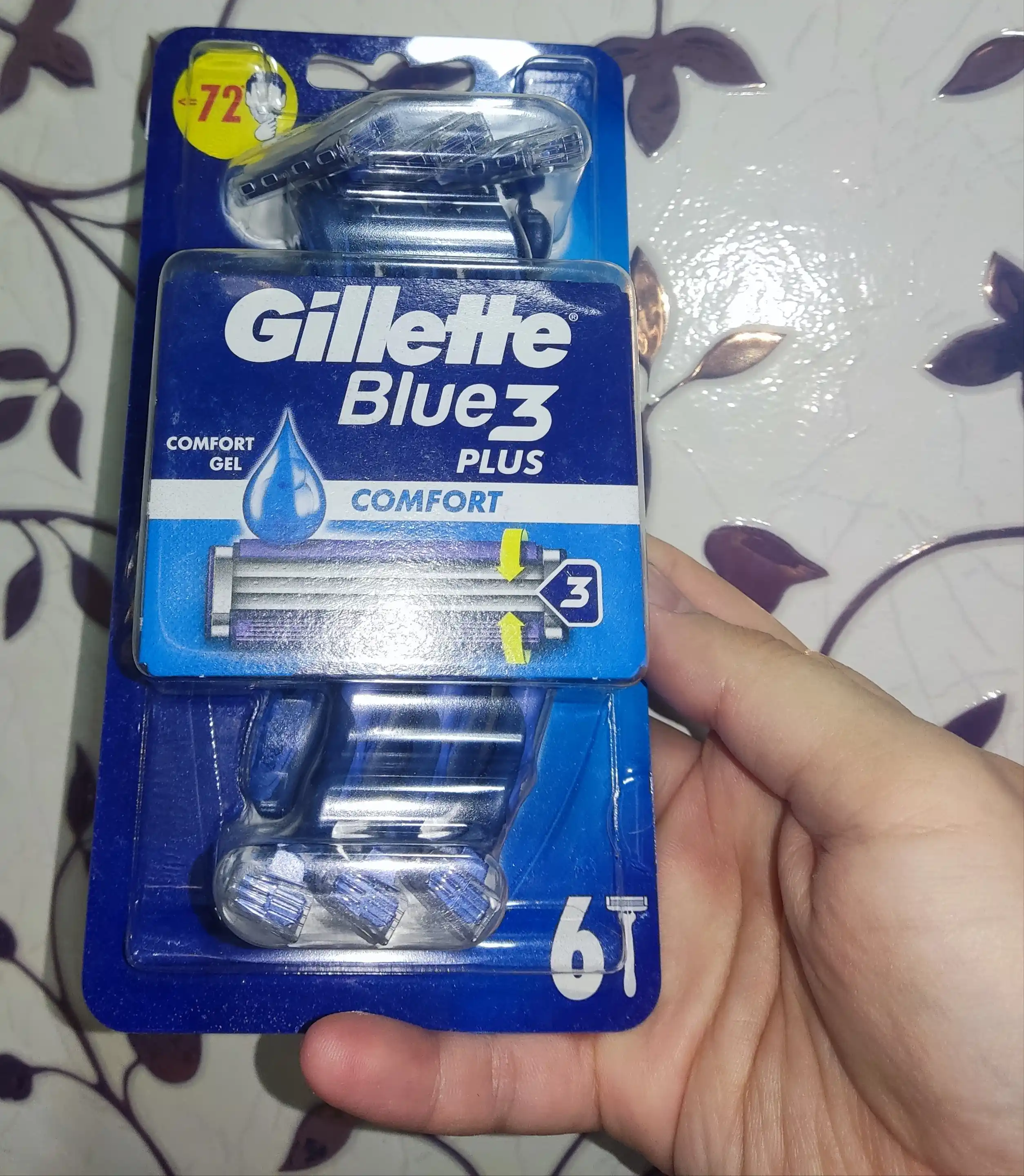 Gillette одноразовая мужская бритва Blue3 Comfort Plus, с 3 лезвиями, 6 шт, плавающая головка