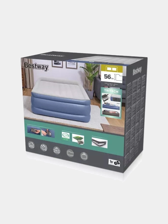 Bestway 67614 nasosli havo toshagi, Premium+ Air Bed, 203 * 152 * 56 sm