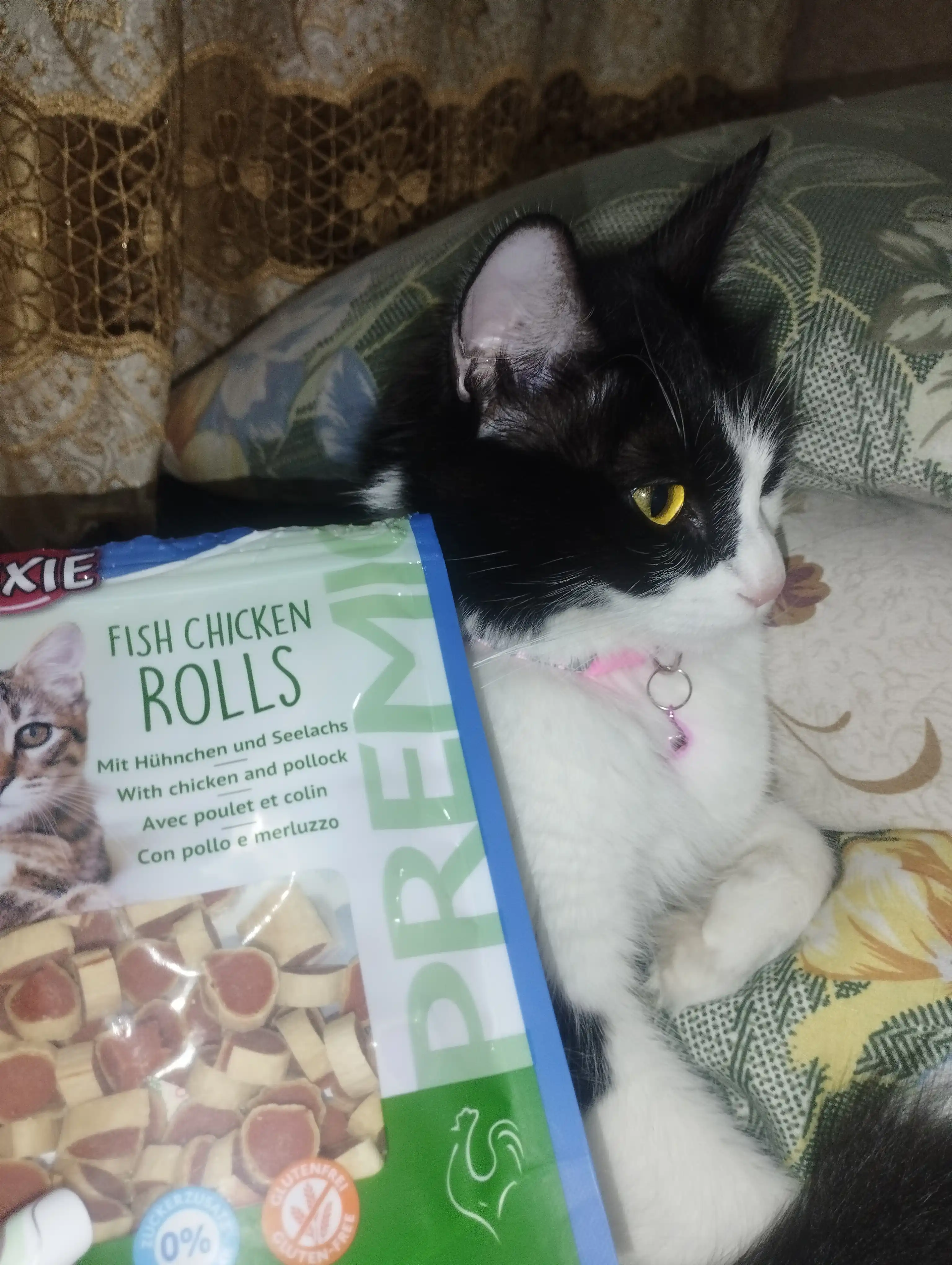 Mushuklar ovqati TRIXIE Premio Fish Chicken Rolls, tovuq va minay bilan, 50 gr