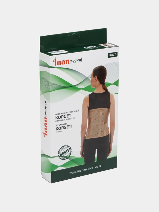 Bel-krestli korset temir bilan, 32 sm, universal, S-2XL Inanmedical K-807