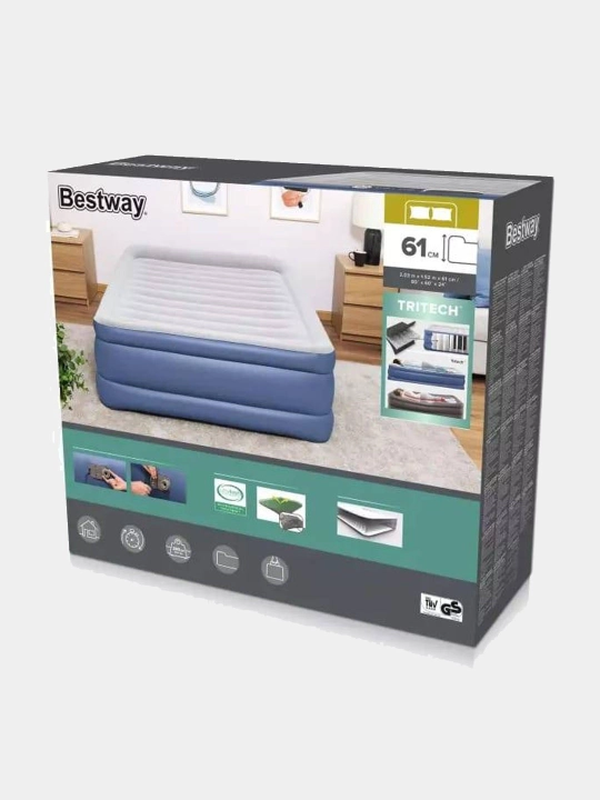 Tritec havo to'shagi bosh suyagi bilan, o'rnatilgan nasos Bestway 67690, 203 * 152 * 61 sm