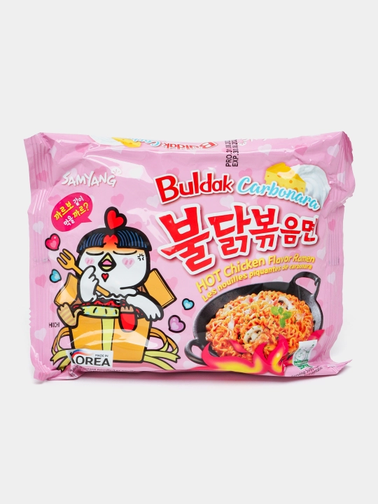 Tez tayyorlanadigan lapsha BULDAK CARBONARA HOT CHICKEN RAMEN, 140 g - 