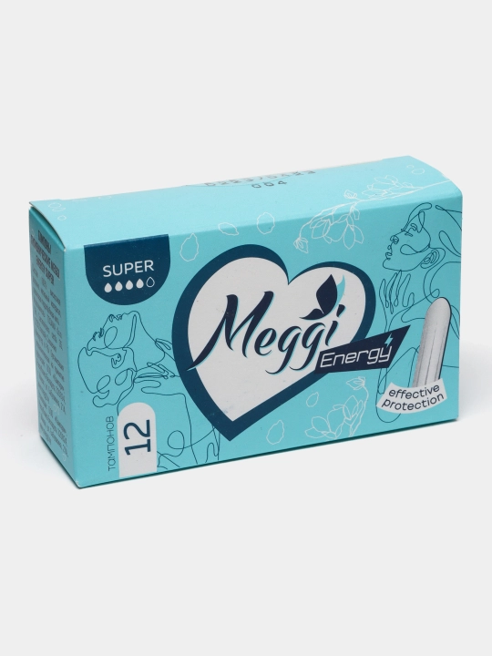 Тампоны Meggi Energy super, 4 капли, 12 шт - 