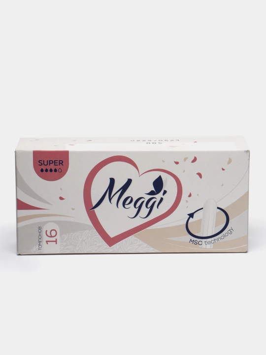 Gigienik tamponlar Meggi Super, 4 tomchi, 16 dona