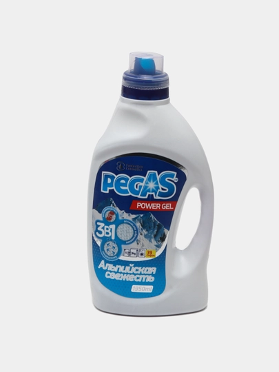 Гель для стирки Pegas, автомат, с ароматом Альпийская свежесть, 1.95 л — PEGAS-ПОРАЛЬП
