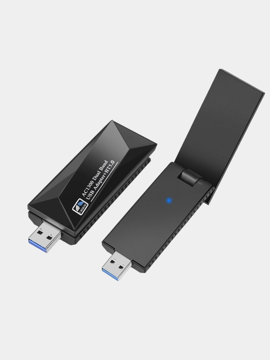 Адаптер, aнтенна, USB адаптер с поддержкой Wi-Fi, 1300 Мбит/с, 2.4/5 ГГц