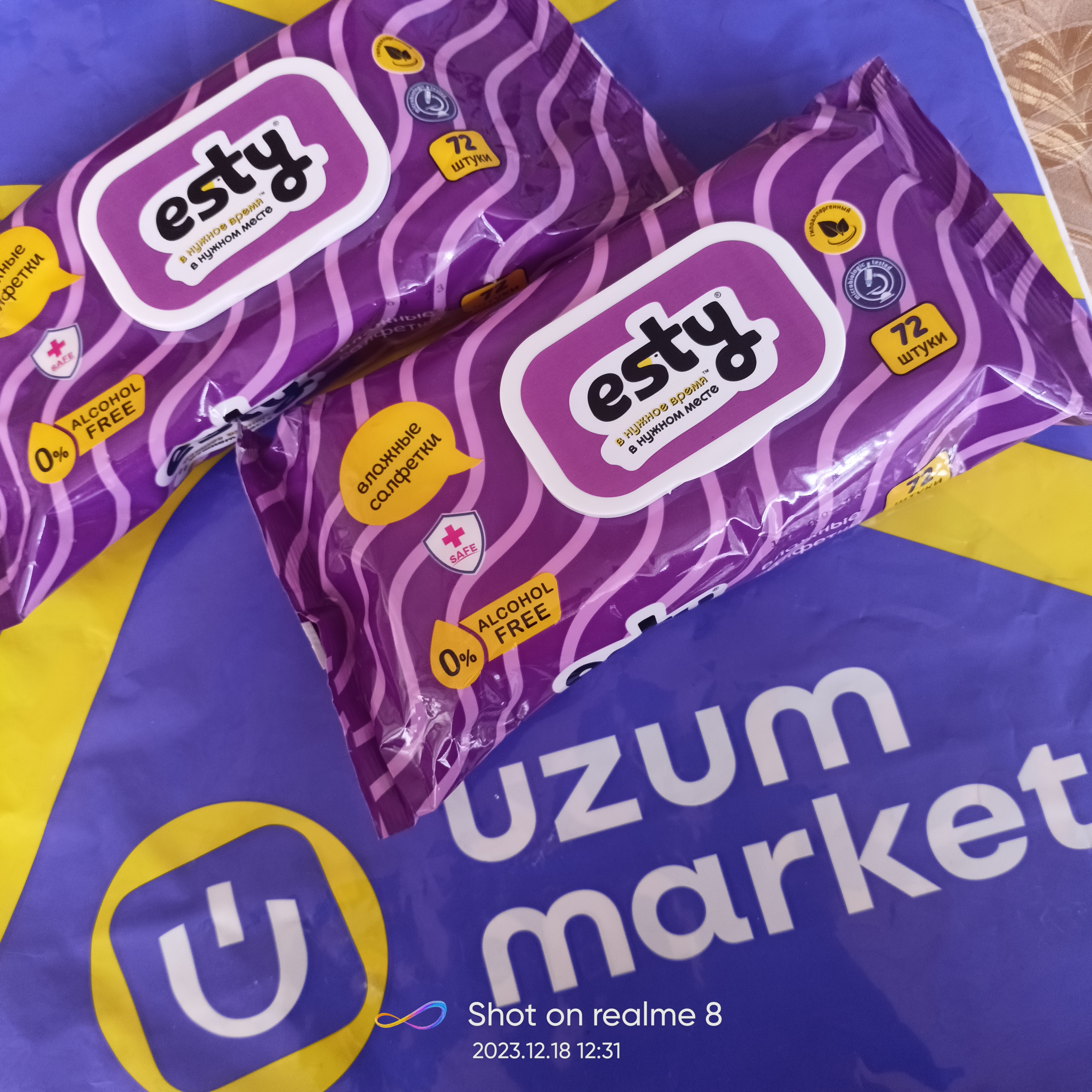 Nam salfetkalar Esty, 72 dona