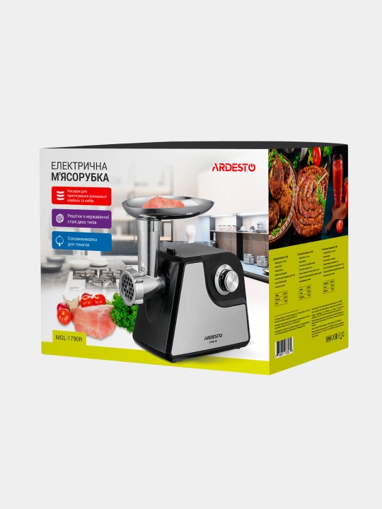 Go'sht maydalagich Ardesto MGL-1790R- 1700Вт/1.6 kg-min, pomidor, sharbat, qora
